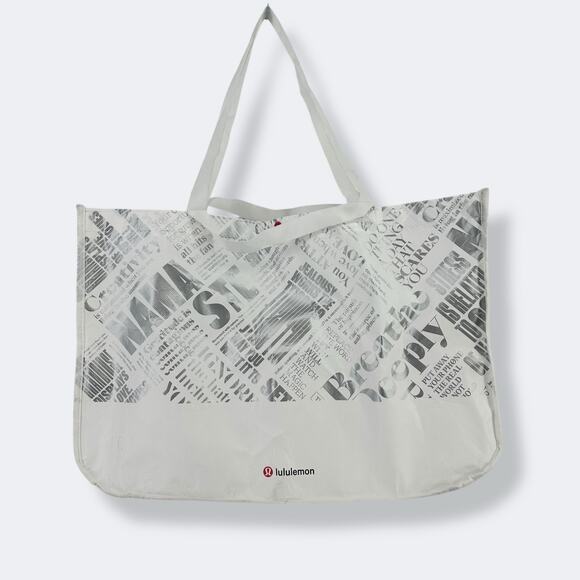 Lululemon Large White Silver Reusable Shopping Tote Bag Limited Edition - Picture 1 of 7